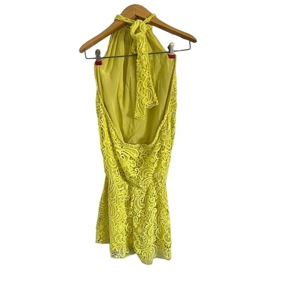 ALEXIS Neon Crochet Lace Halter Backless Romper - Picture 4 of 9